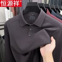 恒源祥2025秋装新款长袖t恤男中年宽松休闲薄款有领打底衫爸爸装