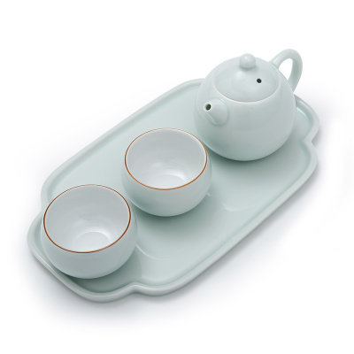 常生源陶瓷功夫茶具套装礼品办公旅行简约家用一壶二杯一茶盘乐尚套组