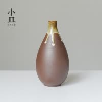 小花瓶摆件客厅插花陶瓷复古禅意现代简约日式茶艺插干花水培花器 三维工匠 汉方-花插(芥子黄釉)