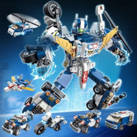 启蒙积木拼装儿童玩具变形机器人模型金刚男孩益智智力塑料6-14岁 6合1幻影战警