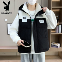 花花公子新款高品质M-326马甲男连帽拼色潮流青少年大童加厚保暖单穿冬季坎肩单穿