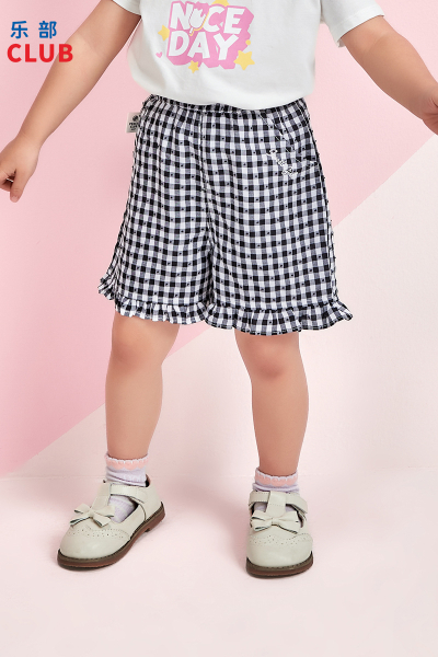 [1件3折]铅笔俱乐部2025年夏装新品女小童短裤儿童格子五分裤宝宝针织裤子