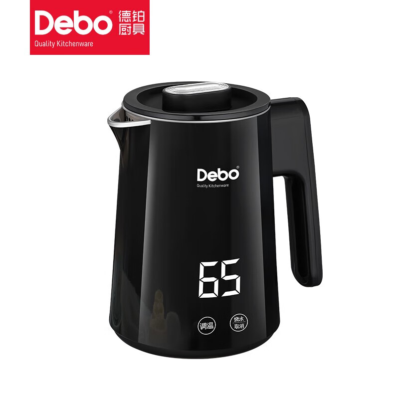 Debo德铂多瑞特双层隔热电热水壶 DB-136 奥氏体型不锈钢黑色/个