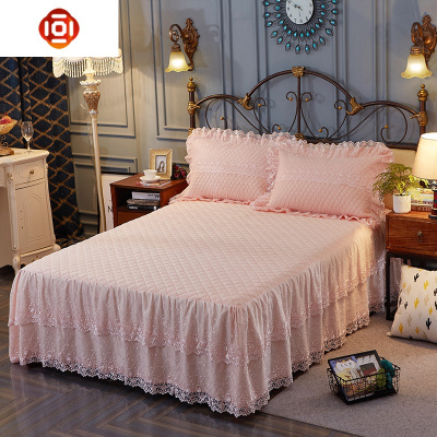 家纺棉韩式公主蕾丝花边床裙单件床单加厚床垫保护套床罩三维工匠