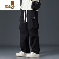 YANXU直筒工装裤男美式潮牌宽松裤子机能痞帅高街复古秋装阔腿休闲长裤