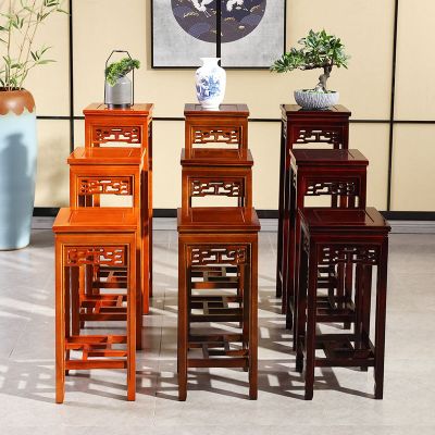 工匠时光实木花架客厅中式仿古家具多层落地仿红木花架四方形花几盆景