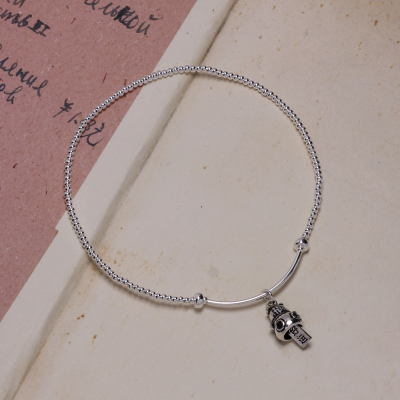 原创设计银饰复古森系个性饰品韩版学生简约银珠脚饰招财猫脚链送女朋友老婆情人节七夕生日礼物