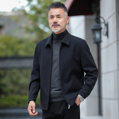 男夹克春秋中老年人春装外套装成熟稳重50岁爸爸60老人70爷爷衣服夹克