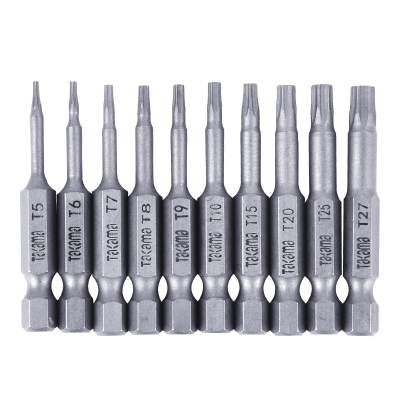 takama(高松)406030 T形梅花螺丝批头套装10件套起子头旋具头电动批头S2带强磁 T30