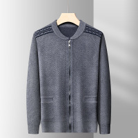 秋冬男士针织拉链开衫毛衣 加厚保暖拉链中年棒球服外套