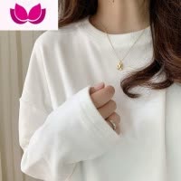 七斓德绒保暖打底衫女内搭加绒加厚纯色T恤宽松百搭圆领磨毛上衣