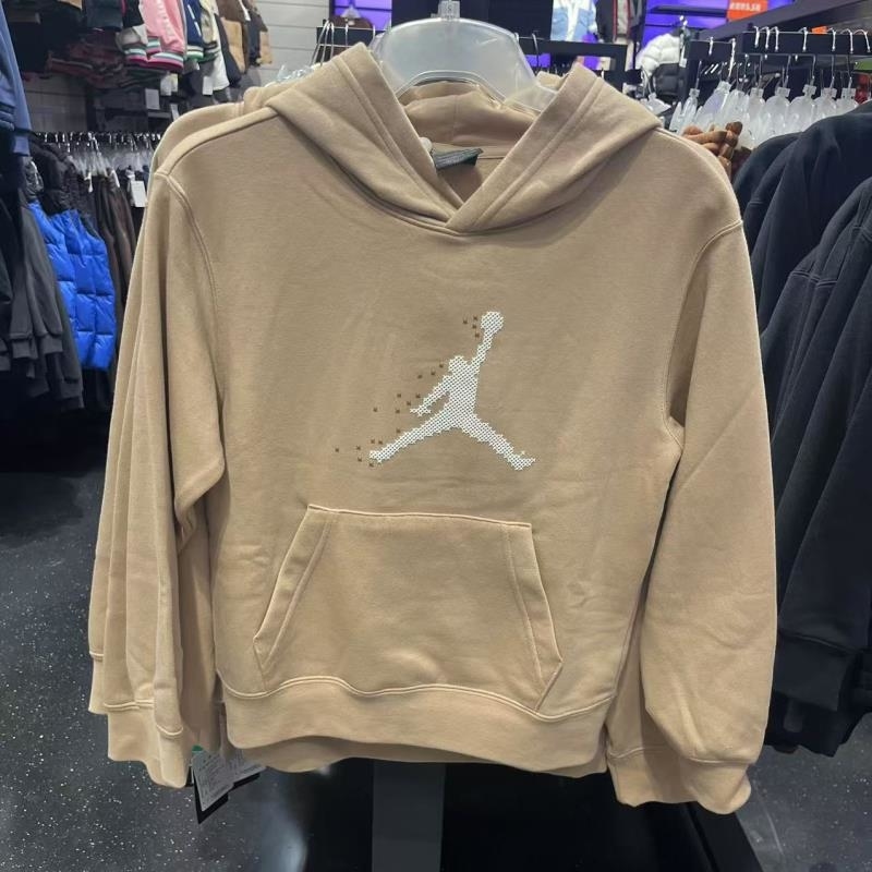 NIKE耐克连帽卫衣JORDAN加绒保暖针织大童套头衫FV5653-200 D