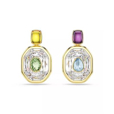 施华洛世奇(SWAROVSKI)女款金色镀镍八角切割水晶耳环时尚个性耳饰配饰