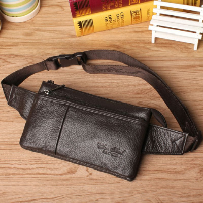 派尼美特牛皮腰包真皮胸包男包包腰包手机包多功能休闲男士腰包
