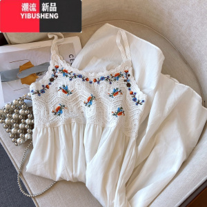 YIBUSHENG白色吊带连衣裙女季2024新款韩系初恋温柔风气质甜美独特长裙子