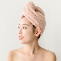 干发帽女吸水速干纯棉双层加厚网红款浴帽擦洗头发毛巾浴巾冒 三维工匠 ST加厚干发帽---黄色