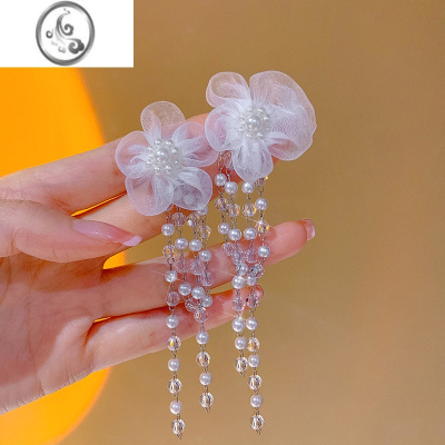 JiMi氛围感精致流苏耳环女超仙长款显脸小耳钉高级感小众气质网红耳饰