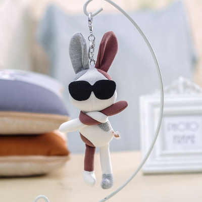 兔子钥匙扣毛绒大耳兔钥匙链书包大挂件女创意个性 灰色qobutmgowwuqq