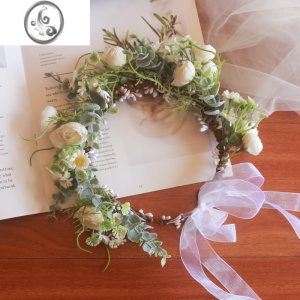 JiMiins森林系花朵新娘花环头饰度假配饰婚纱摄影写真绿植婚礼发饰