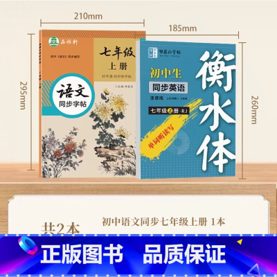 (语文+英语)七年级上册 [正版]邹慕白2024新版人教版衡水体7-9年级英语练字帖上册下册七八九年级英语同步字帖初中生