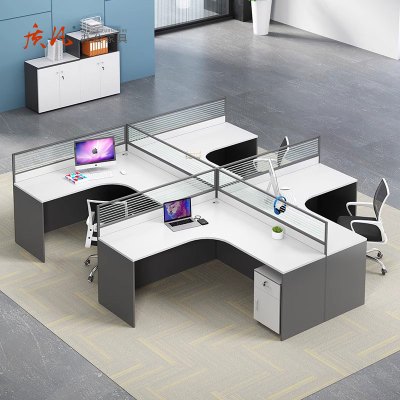 质凡职员办公桌白色电脑桌屏风工位