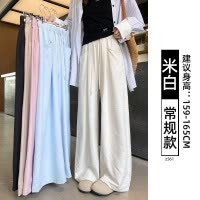 白色奶芙山本裤女夏薄款新款宽松慵懒小个子软糯运动阔腿裤子