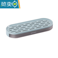敬平肥皂盒架卫生间免打孔香皂盒置物架肥皂架沥水皂托双层皂盒壁挂式 浅灰蓝