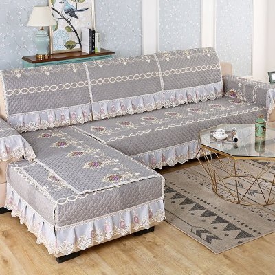 家柏饰(CORATED)沙发垫四季通用坐垫靠背垫北欧简约布艺沙发套罩防滑全包盖布 伊利亚灰 90*240