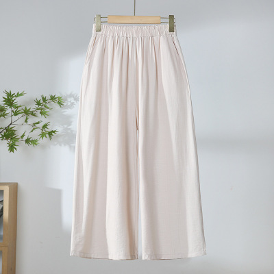 大码中老年女裤大脚裤时尚飘逸中年妈妈装新款夏装松紧腰口袋款女
