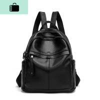 高级质感皮双肩包女2020新款韩版百搭头层牛皮女士休闲防盗背包NEW LAKE 黑色