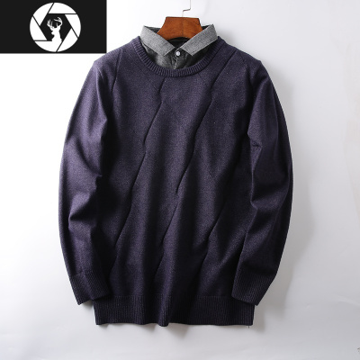 HongZun假两件！绒般高级质感！秋冬男休闲衬衫领毛衣针织衫商务T3895毛衣