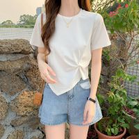 不规则短袖T恤女年新款夏季心机设计感小众半袖高腰短款上衣