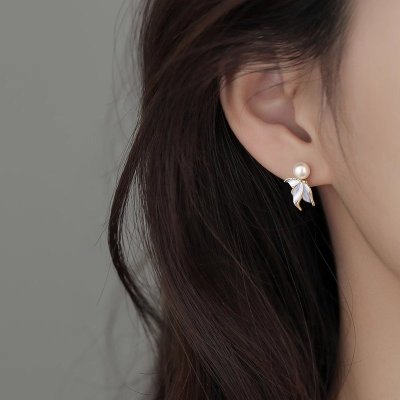 s925银针珍珠鱼尾耳环女轻奢高级感独特小众耳钉2025新款气质耳饰送女朋友老婆情人节七夕生日礼物