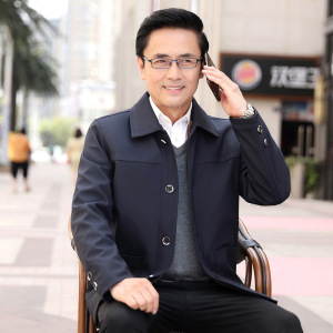 新款男士外套中老年春秋夹克休闲商务男装适合爸爸外套