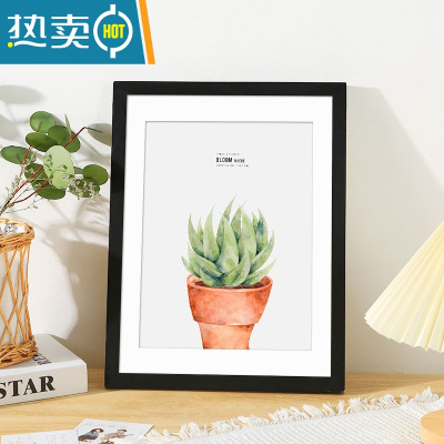 敬平原木色相框挂墙画框装裱8k4k实木质儿童美术作品展示架20寸12批发 黑色 16寸[可放30.5*40.6厘米]