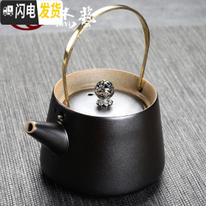 三维工匠手工提梁壶过滤泡茶壶大号陶瓷粗陶壶家用手抓壶日式创意功夫茶壶 古陶[茶壶]T梁壶黑禅茶具