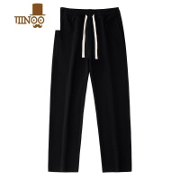 YANXU华夫格直筒运动休闲卫裤款纯色垂感宽松长裤松紧腰男女款