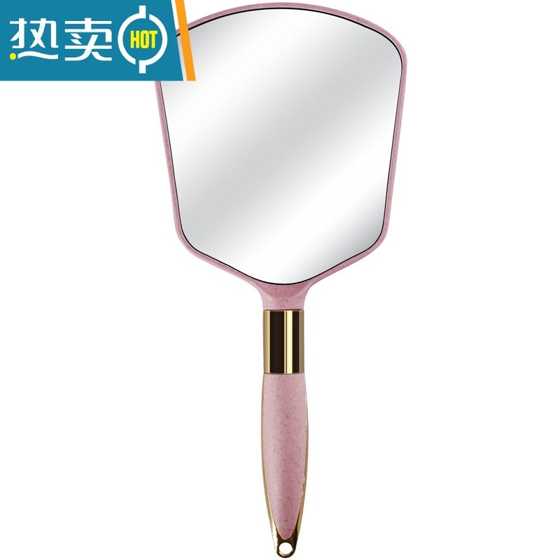敬平欧式复古手柄化妆镜手持美容院手拿小镜子女可爱高清便携随身用品便携式用镜 欧式手持镜(方形粉色)