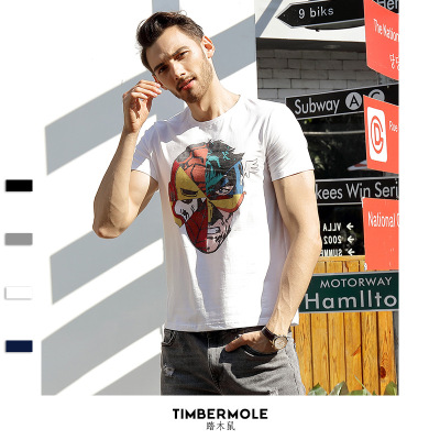 INF男装|2018春夏新款男式T恤欧美潮牌高精细DIY印花男士短袖T恤