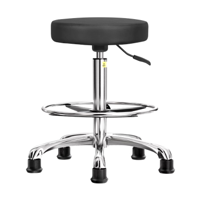 臻远ZY-7968实验室凳子旋转升降凳PU皮 60-82cm铝合金黑脚杯款