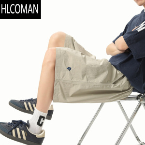 HLCOMAN速干运动短裤男2025夏季新款刺绣宽松百搭休闲裤情侣沙滩五分裤子