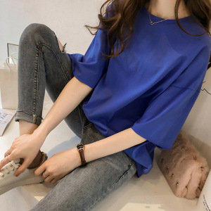 大码夏装新款糖果色短袖T恤女韩国ins半袖上衣服外贸女装