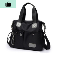 新款韩版帆布女士单肩手提斜挎包尼龙牛津布包休闲大容量妈咪包包NEW LAKE 黑色大号女斜挎包