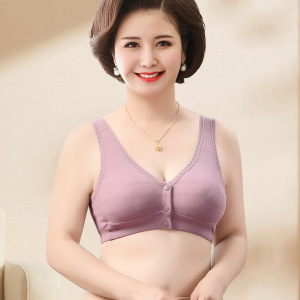 妈妈内衣女前扣文胸无钢圈薄中年妇女背心式大码中老年人胸罩