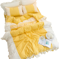 美帮汇公主四件套全棉全棉 甜美床裙罩 裙式 防滑少女蕾丝花边被套