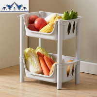 厨房置物架菜篮子收纳用品家用大全塑料多层可移动落地蔬菜小推车 三维工匠