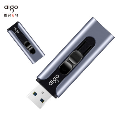 爱国者(aigo)128GB USB3.0 U盘 U335金属推拉款 蓝色 时尚高速