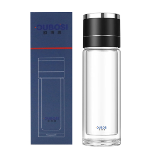 欧博思玻璃杯J913 咖啡保温杯 黑色 320