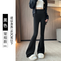 微喇鲨鱼裤女外穿春秋款薄款高腰提臀健身打底紧身黑色瑜伽喇叭裤