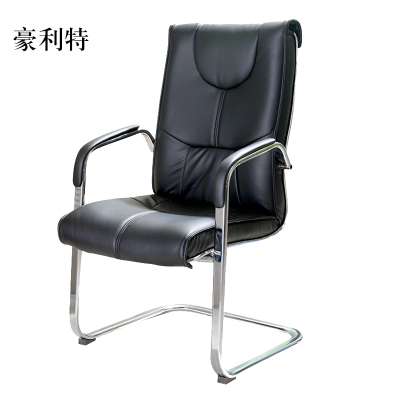 豪利特会议椅简约会客皮椅弓形椅子黑色